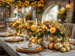 elaborate Christmas table decorations
