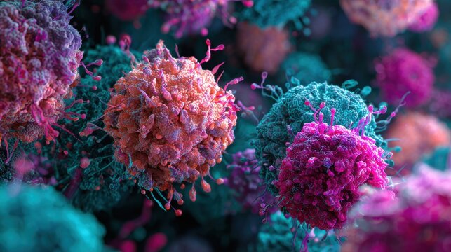 digital streams of binary code transforming into organic cell-like structures, merging technology and biology, futuristic cyber-medical theme, cool neon palette