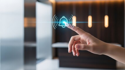 Press the neon service bell for prompt, professional attention in modern hotel