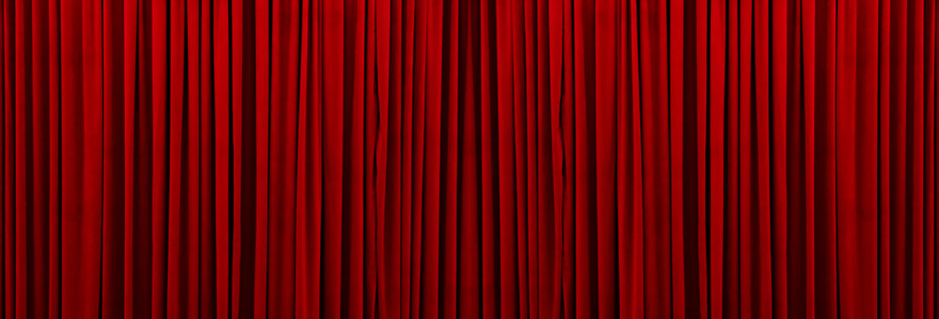 Theatrical red velvet curtain backdrop
