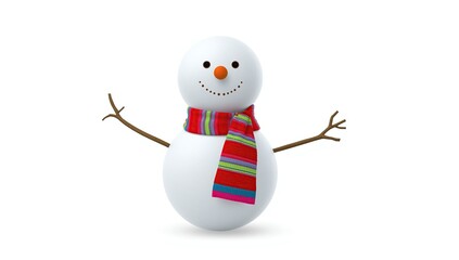 A clean and simple illustration of a classic snowman with traditional features, presented on a white background