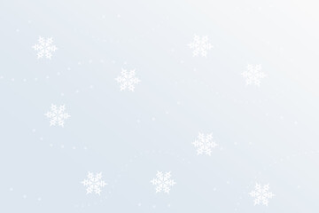 White snowflakes of varying sizes and blurs on a light gray-white background.