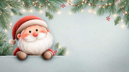 Magical Christmas card with Santa Claus, winter fairy tale, holiday spirit