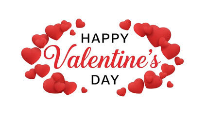 Red hearts and text happy Valentines day on black background love celebration