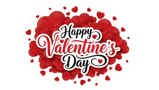 Red hearts and Happy Valentines Day text on black background love celebration
