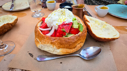 Greek Salad in bread