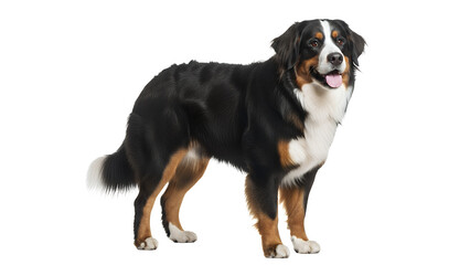 Bernese Mountain Dog standing a large dog breed with a thick coat isolated on white background