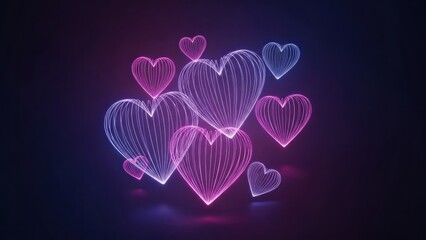 Neon Hearts - A Vibrant Display of Love and Affection.