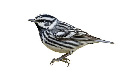 Black-and-white warbler isolated on white a small songbird with distinctive plumage perfect for nature and wildlife illustrations