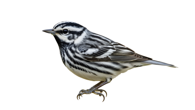 Black-and-white warbler isolated on white a small songbird with distinctive plumage perfect for nature and wildlife illustrations