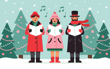 Winter Carollers Spreading Christmas Cheer