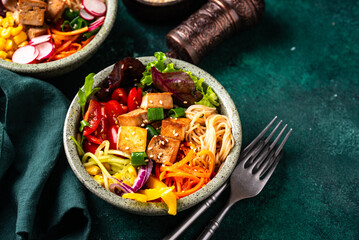 Vegan healthy poke bowl with tofu