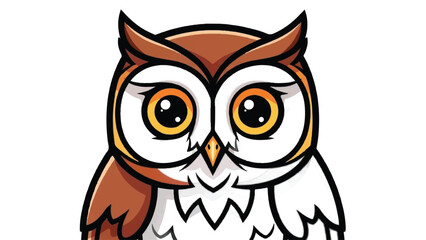 Obraz premium Cute Cartoon Owl Illustration with Big Eyes.