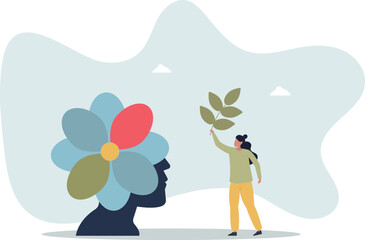 Mental health, psychotherapy and selfcare concept.character take care of mentality, learn self accepting.life and employment of people.