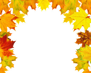 Autumn leaves frame a creating a vibrant fall season design element perfect for seasonal promotions and creative projects on transparent background