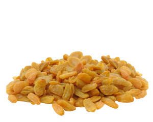Pile of golden raisins perfect for healthy snacks baking ingredients and nutritional food product photography on transparent background