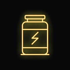 Fototapeta premium Glowing neon icon of sport nutrition product for bodybuilding, fitness, workout and exercise