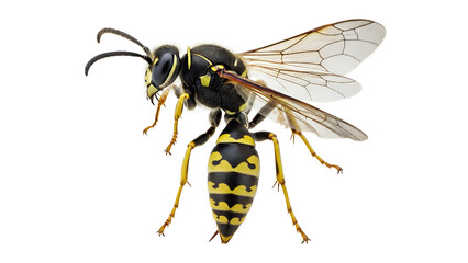 Eastern yellowjacket wasp isolated on white a stinging insect with yellow and black markings for entomology and pest control
