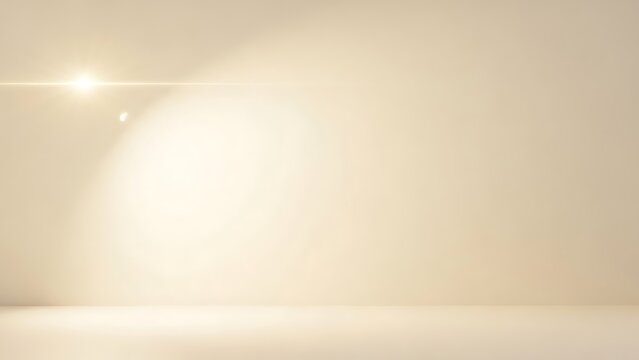 Minimalist studio backdrop with soft beige tones and elegant light flare, perfect for product mockups and stylish advertising campaigns, clean and adaptable