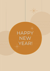 Merry Сhristmas, Happy New Year, Mid-century Modern Vector Illustration with Christmas Ball