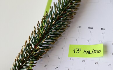 Brazilian 13th salary and Christmas concept (13º salario e natal no Brasil). CLT, workers concept. Formal job. 
