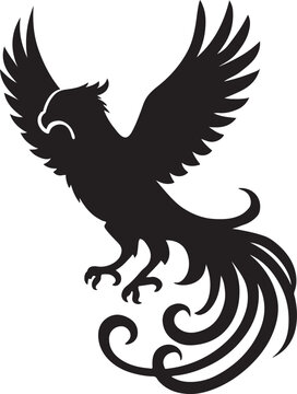 simurgh a mythological bird of iran silhouette vector illustration