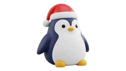 Naklejka premium Cute Penguin Wearing Santa Hat Festive Holiday Cheer Illustration
