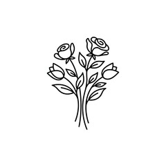 Fototapeta premium Simple Outline Icon of Tied Roses or Hand Bouquet