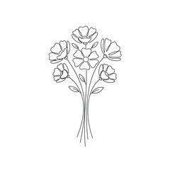 Abstract One-Line Floral Bouquet Illustration