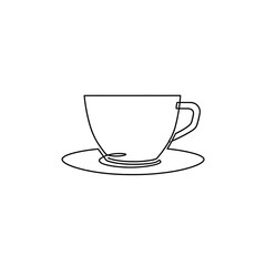 Continuous Line Art: Elegant Coffee Cup and Saucer