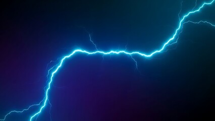 Stunning electric blue lightning bolt streaks across a dark stormy sky, creating a dramatic scene perfect for power, energy, and weather concepts