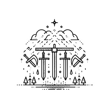 Fantasy swords and tools illustration for role playing games adventure design and medieval fantasy artwork