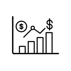 Financial growth chart showing increasing profits and dollar signs  