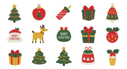 Christmas Decorations Set Festive Holiday Ornaments Collection.