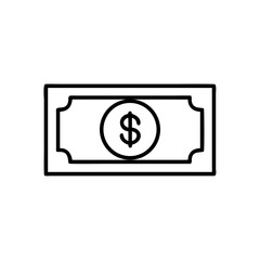 Black and white illustration of a dollar bill currency note  