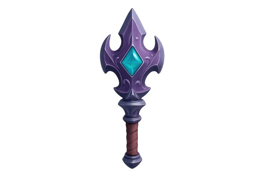 Magic fantasy staff with glowing gem icon