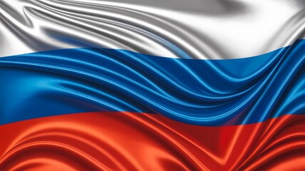 Fototapeta premium National flag of russia with waving fabric texture in bright tricolor design 