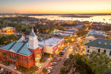 Fernandina Beach, Florida, USA Historic Downtown Cityscape 1965