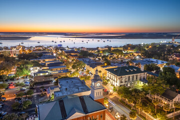 Fototapeta premium Fernandina Beach, Florida, USA Historic Downtown 1958