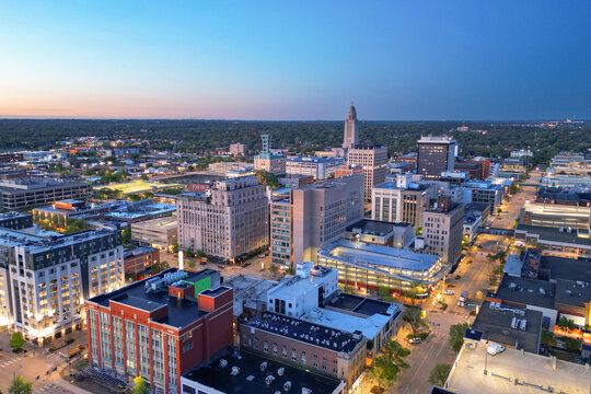 Lincoln, Nebraska, USA Downtown City Skyline 1968