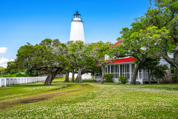 Ocracoke Lighthouse in the Outer Banks, North Carolina, USA. 1917