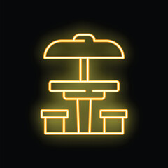 Glowing neon line street cafe terrace icon isolated on black background vector illustration