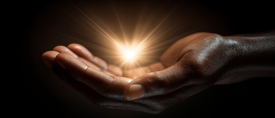 Heart-shaped light glow held between hands on Random Acts of Kindness Day