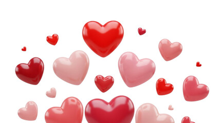 Assorted Red and Pink 3 D Hearts Floating Against Black Background love romance