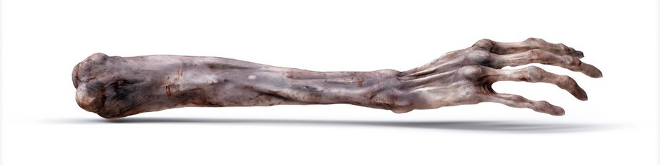 Realistic humanoid creature arm with clawed fingers and muscular texture