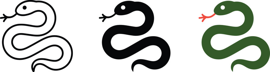 Naklejka premium Stylized digital design of coiled snake with tongue visible representing reptile wildlife and nature symbol