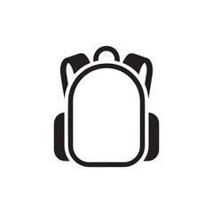 a simple black and white icon depicting a backpack with straps a common travel accessory silhouette