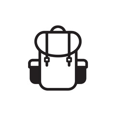 a simple black and white outline of a classic camping backpack ideal for travel and outdoor adventures silhouette