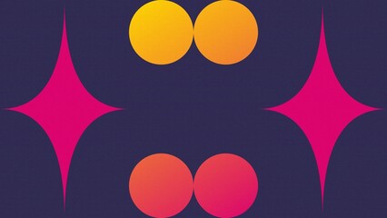 Retro Geometric Pattern with Gradient Circles and Star Shapes