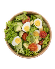 Green salad with vegetables on a white isolated background